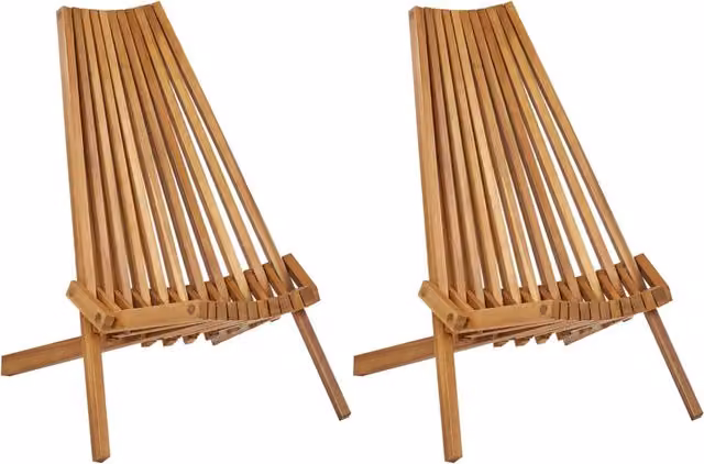 Set di 2 sedie da giardino BELIANI in legno di acacia marrone, modello pieghevole in stile rustico per esterni – 1