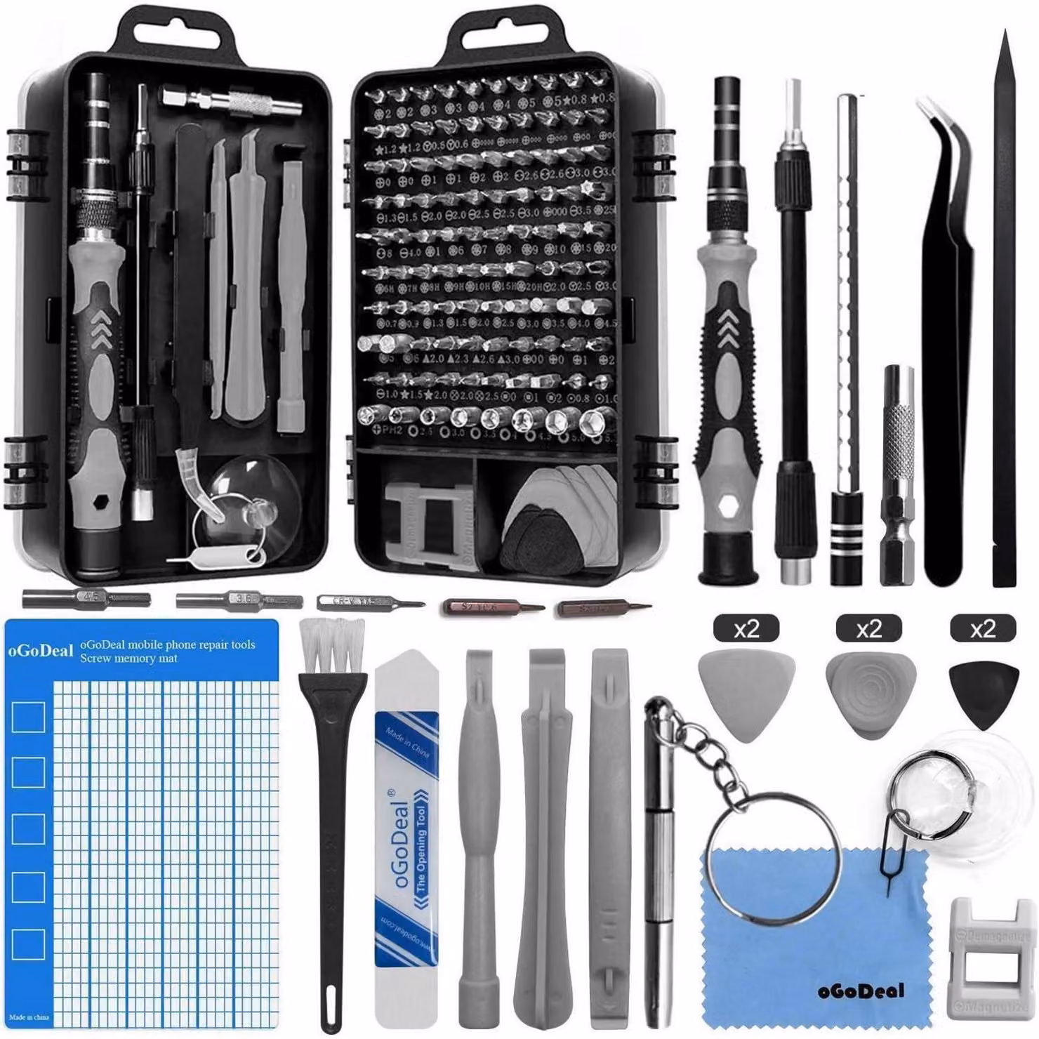 Set di 127 pezzi di utensili di precisione per cacciaviti, ideale per la riparazione di iPhone, PC, laptop, iPad, tablet, MacBook, occhiali, Xbox, orologi e fotocamere (grigio)