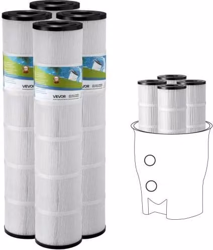 Cartuccia Filtro di Ricambio VEVOR per Piscina, Filtro Plissettato Trilobata Bianco, Compatibile con Pentair CCP520, R173578, PCC130