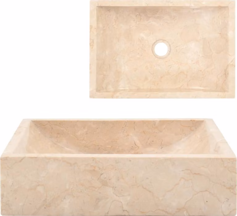 The Living Store lavabo 45x30x12 cm in marmo crema lucido