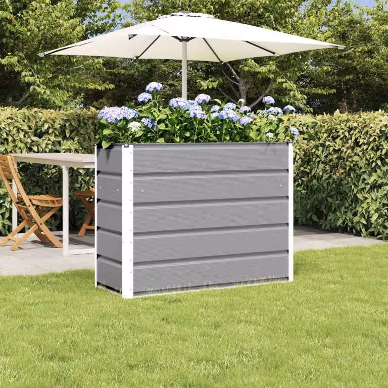 Fioriera vidaXL in acciaio e plastica, colore grigio, L 100 cm x P 40 cm x H 75 cm
