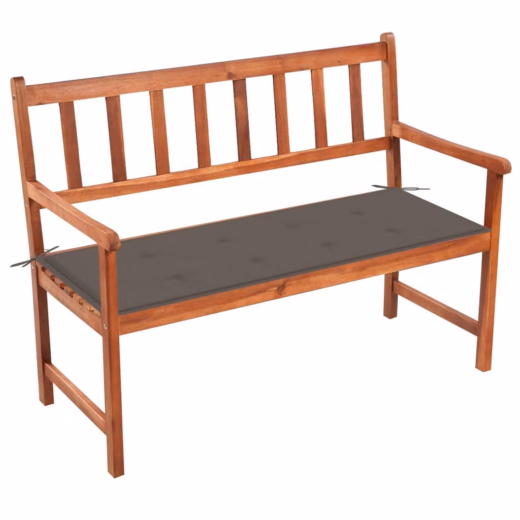 The Living Store Panca da giardino con cuscino 120 cm in legno massiccio di acacia