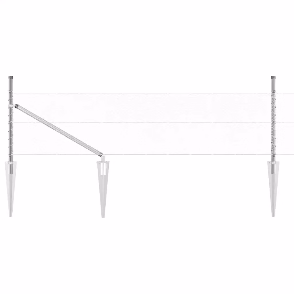 Recinzione esagonale Videx in acciaio zincato argento con palo rotondo da interramento L: 50 m, H: 0,4 m – 2
