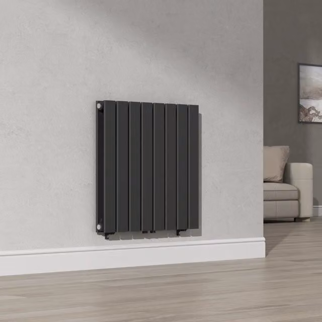 Termosifone ad acqua calda a pannello doppio con elementi piatti neu.haus, colore nero, L: 60 cm, H: 60 cm, P: 8 cm