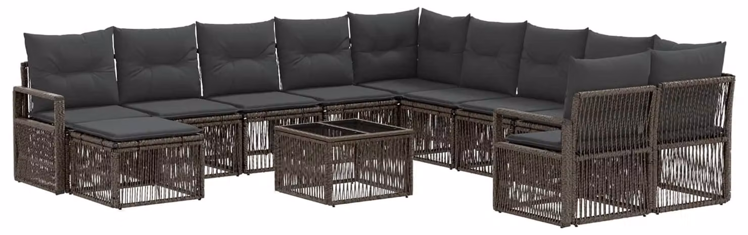 Set Divano da Giardino 12 pcs Grigio polyrattan