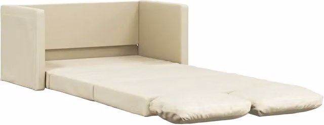 Divano letto | Sof¨¤ letto | Letto singolo da Terra 2 in 1 Crema 112x174x55 cm Similpelle