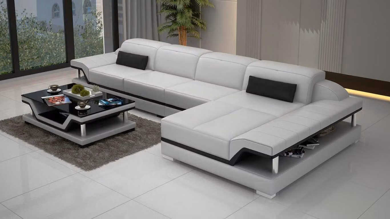 Design Ecksofa L-Form Couch Leder Sofas Weiß Wohnlandschaft Couchen Sitzpolster
