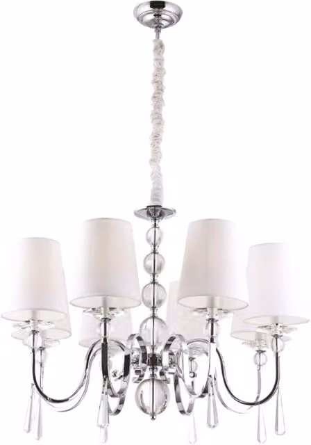 Lampadario glamour Charlotte Maxlight con 6 luci E14 in colore cromo e argento
