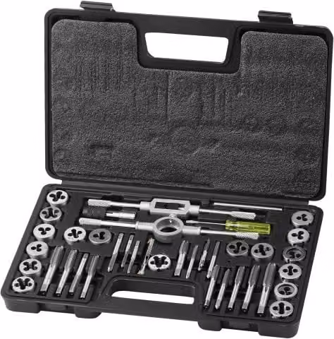 Set di 40 Filiere Maschi e Matrici VEVOR in Lega di Zinco Colore Argento per Filettatura Metrica M3 - M12 con Valigetta