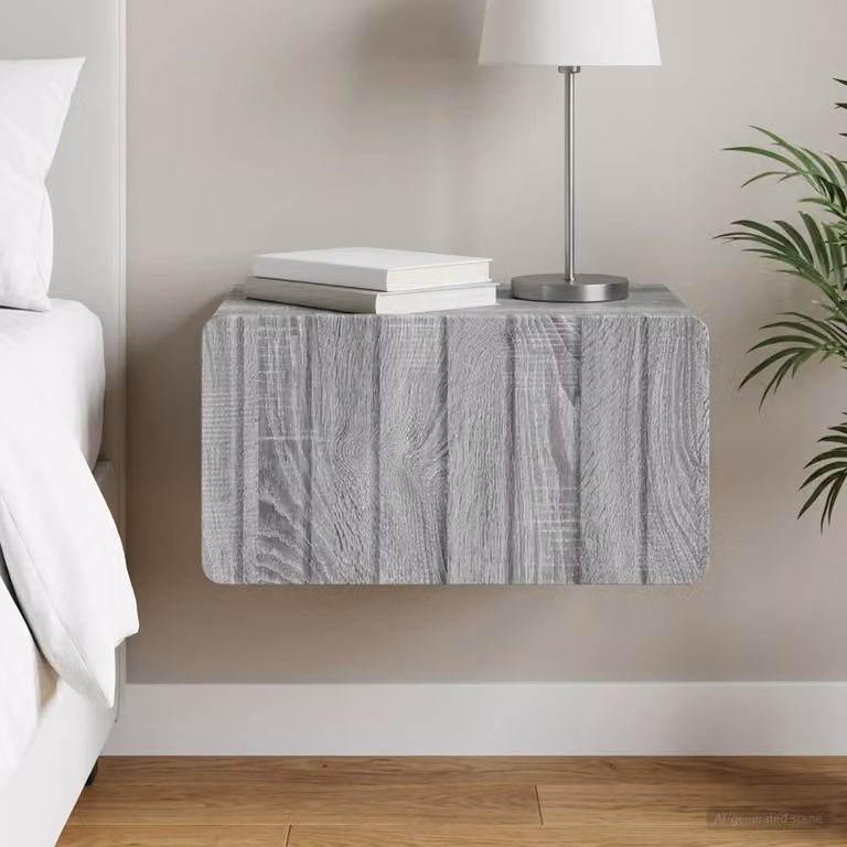 vidaXL Mobiletto da notte sospeso moderno Grigio Sonoma L 49 cm x P 34,5 cm x H 24 cm