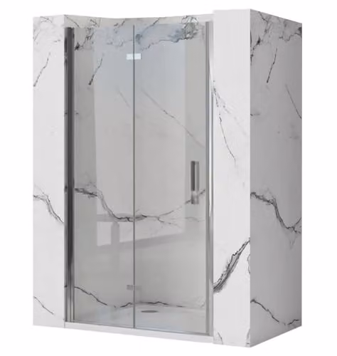 Rea - Porta Doccia Molier Chrome + Profilo 80 Vetro Di Sicurezza Temperato Trasparente 6 mm (Cromo) 2,3x80x190cm