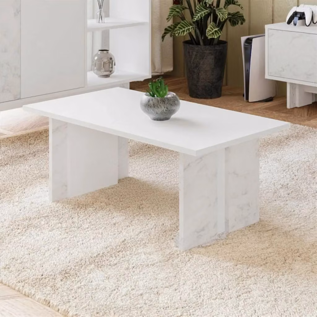 Tavolino moderno Hanah Home in legno bianco per soggiorno L: 90 cm, P: 50 cm, H: 40 cm – 2