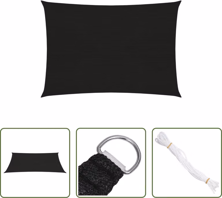 The Living Store Tenda da sole 160 g/m² Nero 4x5 m HDPE
