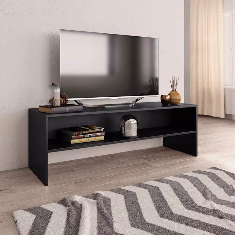 vidaXL Mobile Porta TV Nero in Legno Multistrato e MDF L: 120 cm, P: 40 cm, H: 40 cm