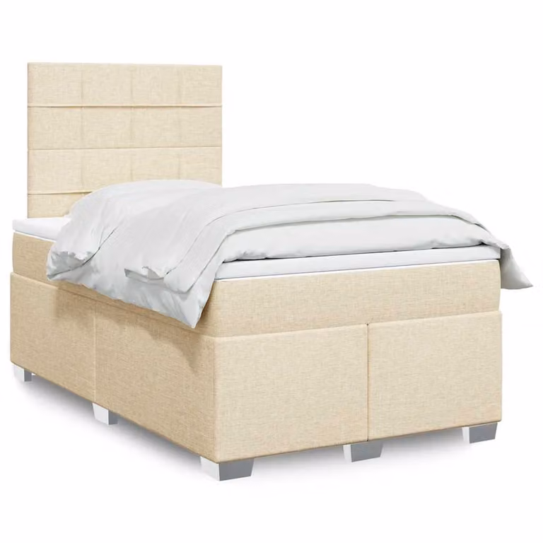 vidaXL Letto Ibrido con Materasso a Molle Insacchettate in Tessuto Beige e Bianco L/P/H: 120 x 200 cm