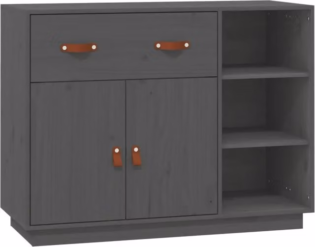 Credenza in legno massello di pino grigia per soggiorno e sala da pranzo L/P/H: 98,5 x 40 x 75 cm – 1