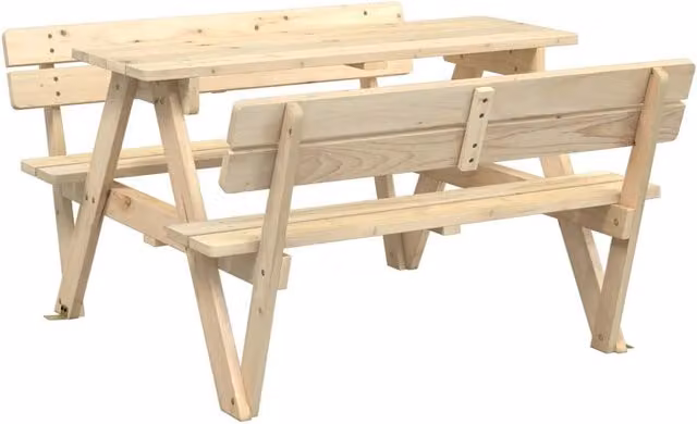 Tavolo da Picnic per 4 Bambini in Legno di Abete Beige per Giardino o Cameretta L: 108 cm, P: 80 cm, H: 54 cm – 1
