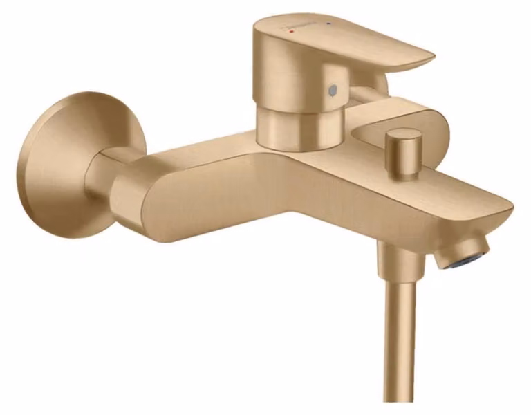 Rubinetto per lavabo da montare a parete, 2 funzioni, finitura bronzo spazzolato, ottone