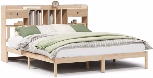 Letto matrimoniale | Letto per adulti | Letto Libreria senza Materasso 180x200 cm in Legno di Pino