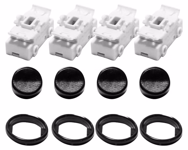 Set di 4 interruttori a levetta rotondi per lampade BJB 409, colore nero/bianco