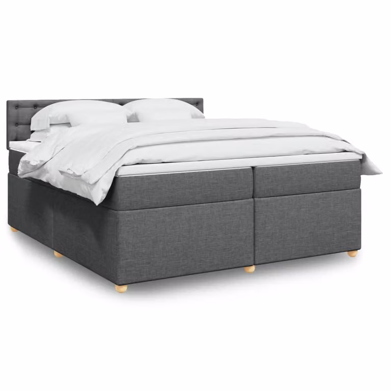 vidaXL Giroletto a Molle Ibrido con Materasso in Tessuto Grigio e Bianco L/P: 200 x 200 cm