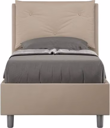 Letto imbottito Singolo 80x200 cm Appia - Similpelle,Senza rete,Tortora
