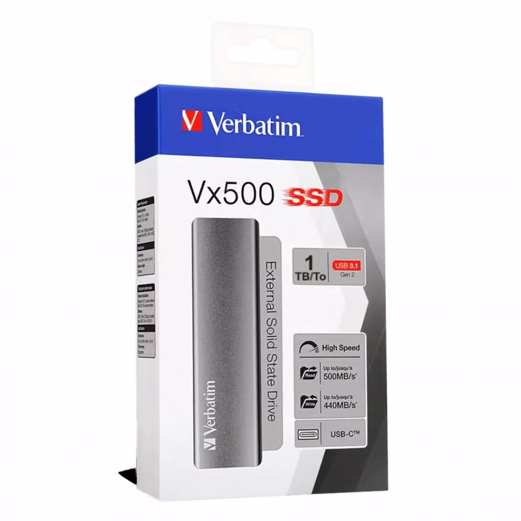 SSD Verbatim VX500 da 1 TB con connessione USB Tipo-C 3.2 Gen 2, colore argento – 2