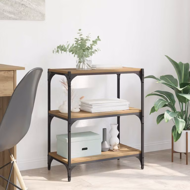 vidaXL Armadio per Libri Industrial in MDF e Metallo, 3 Livelli, L: 60 cm, P: 33 cm, H: 70,5 cm