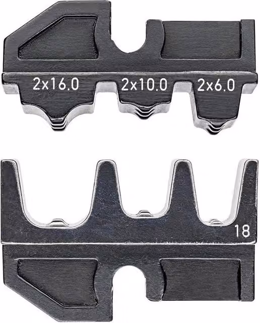 Matrice di crimpaggio Knipex 97 49 18 per terminali a bussola Twin 6 - 10 - 16 mm² (AWG 2x10 - 2x8 - 2x6) colore Nero