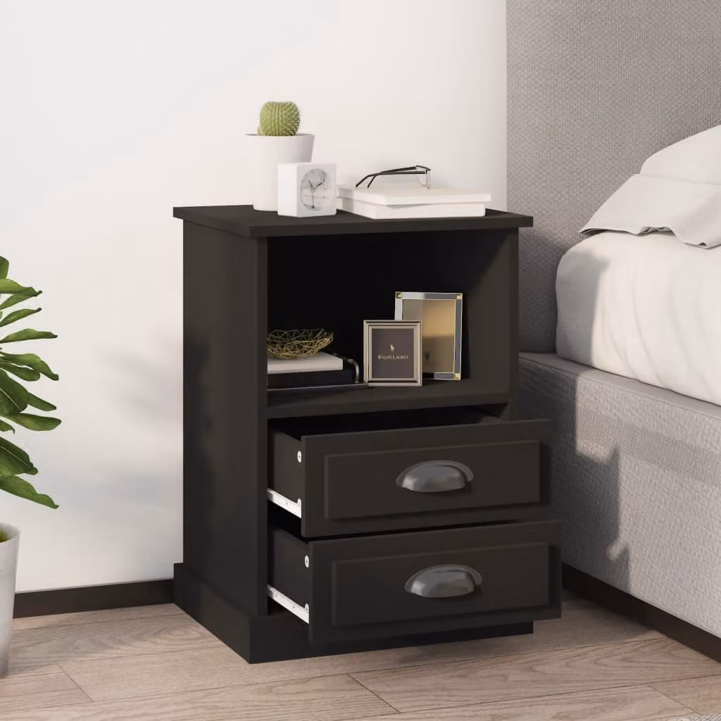 Set di 2 comodini moderni vidaXL neri in legno da appendere alla parete L/P/H: 43 x 36 x 60 cm