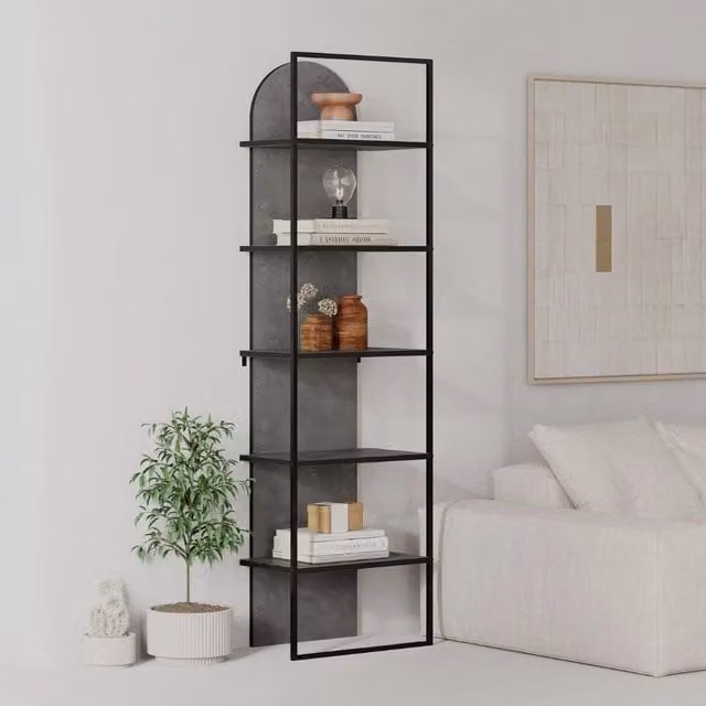 Libreria Archy Veriaffari con 5 ripiani in stile industriale, colore grey e nero, L: 53 cm, P: 31.7 cm, H: 180 cm
