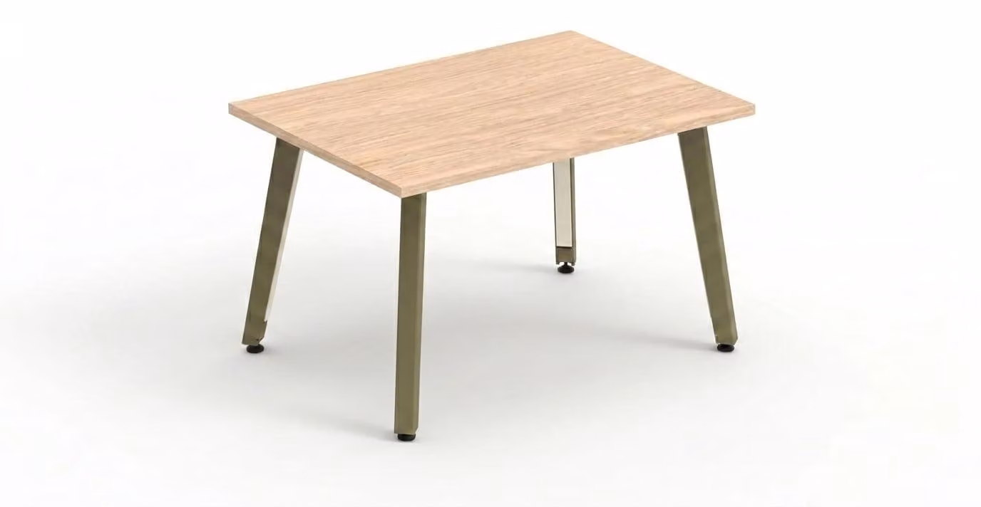 Tavolino ausiliario, tavolino da caffè, aspetto legno, rettangolare, con gambe in metallo