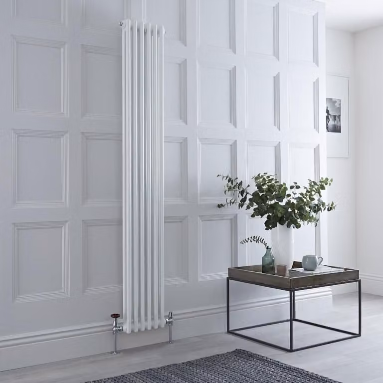 Radiatore Tradizionale Verticale a Doppia Colonna - Bianco - 1800mm x 290mm - con piedini - Regent