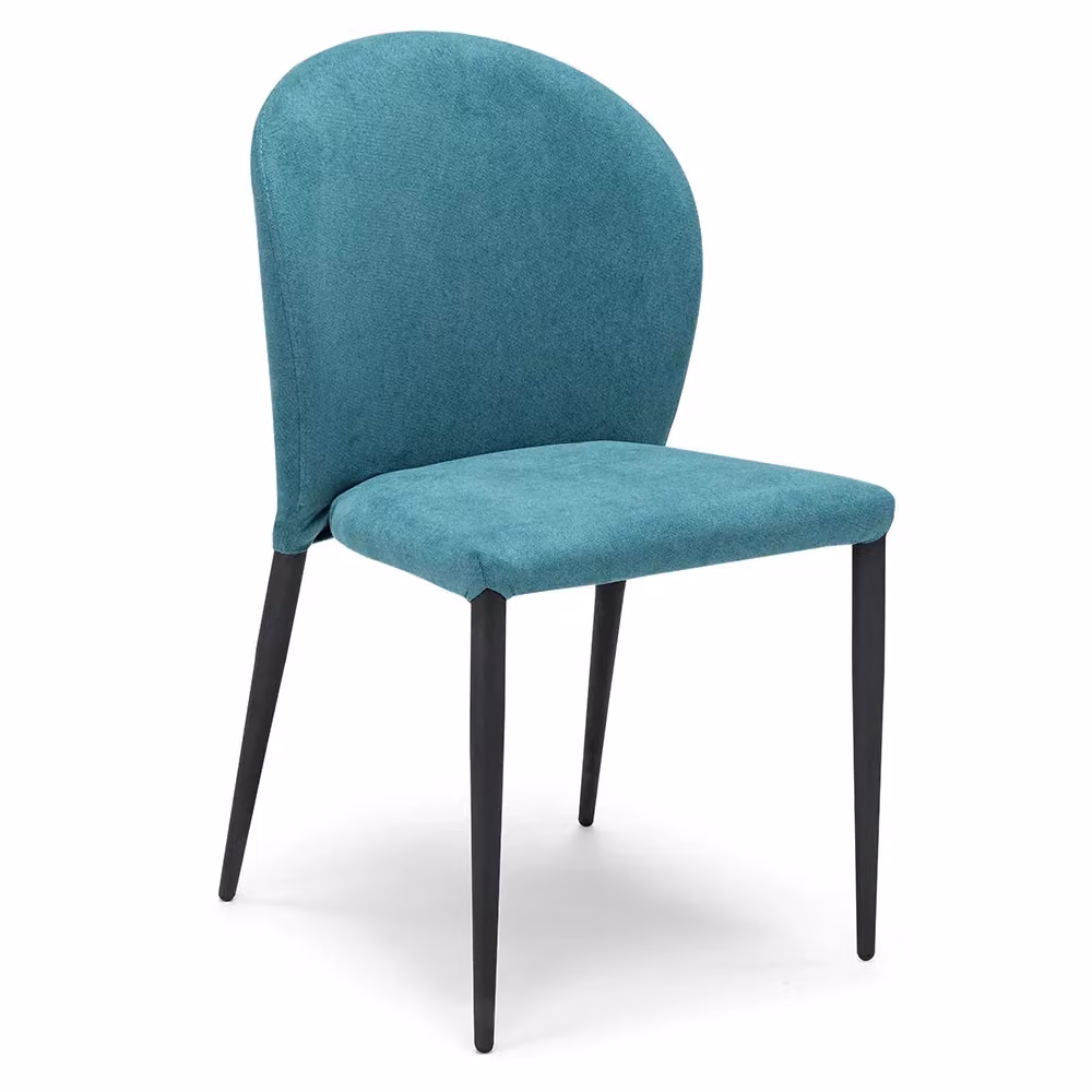 Set di 6 sedie imbottite GHIBLI Redokasa per sala da pranzo e cucina, design moderno, rivestimento in tessuto idrorepellente colore Turchese e gambe in metallo, L/P/H: 45 x 58 x 86,5 cm – 2