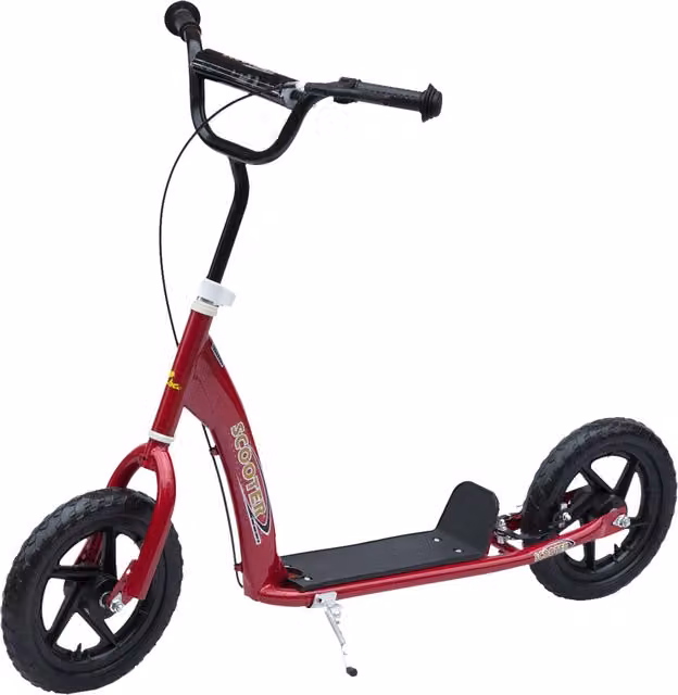 Monopattino per bambini HOMCOM con freno posteriore e manubrio regolabile, Rosso, L: 120 cm, P: 52 cm, H: 80-88 cm