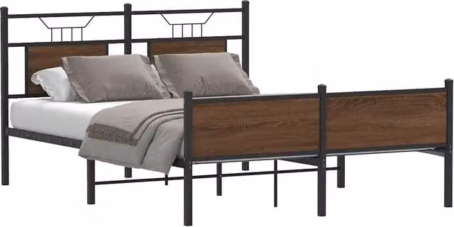 Giroletto senza materasso vidaXL in rovere marrone con struttura in legno e metallo L/P/H: 207 x 150 x 91,5 cm