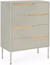 Cassettiera NATHAN Bizzotto con 4 cassetti, colore grigio sabbia, Larghezza: 80 cm