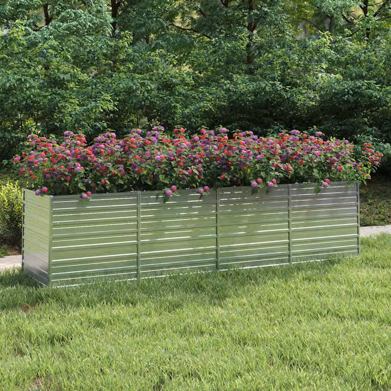 Letto rialzato da giardino vidaXL in acciaio zincato argento L: 320 cm, P: 80 cm, H: 77 cm