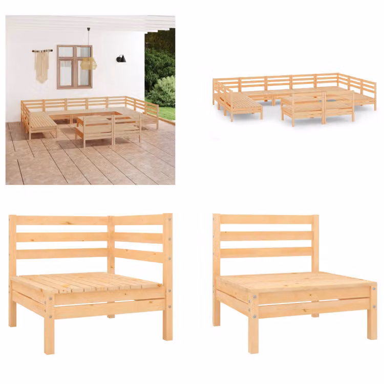 vidaXL 12 pezzi set salotto da giardino pino massiccio - Set di mobili da giardino - Set di mobili da giardino - Set di mobili da giardino - Set di mobili da giardino