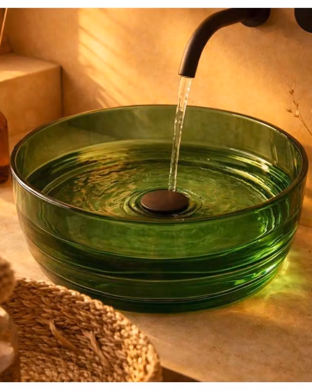 Lavabo 40 cm ciotola da appoggio Ischia in resina verde