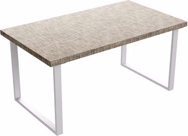 Tavolo da pranzo in legno e metallo con piedi squared bianchi 160x90 cm Grigio Testurizzato