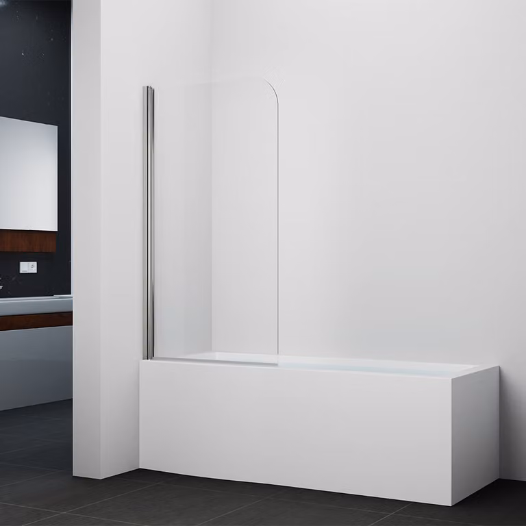 MARWELL Paravento pieghevole per vasca da bagno a 1 anta 140x80cm - paravento trasparente per vasca da bagno - cabina doccia