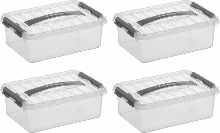 Sunware Q-line box trasparente/grigio 4 litri - Set di 4 pezzi