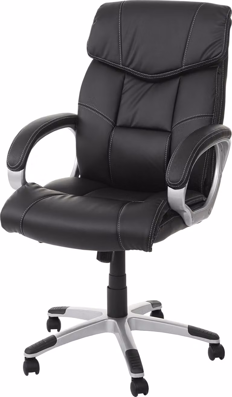 Sedia da ufficio HWC-A71, poltrona girevole, rivestita in ecopelle, certificata MVG, colore nero