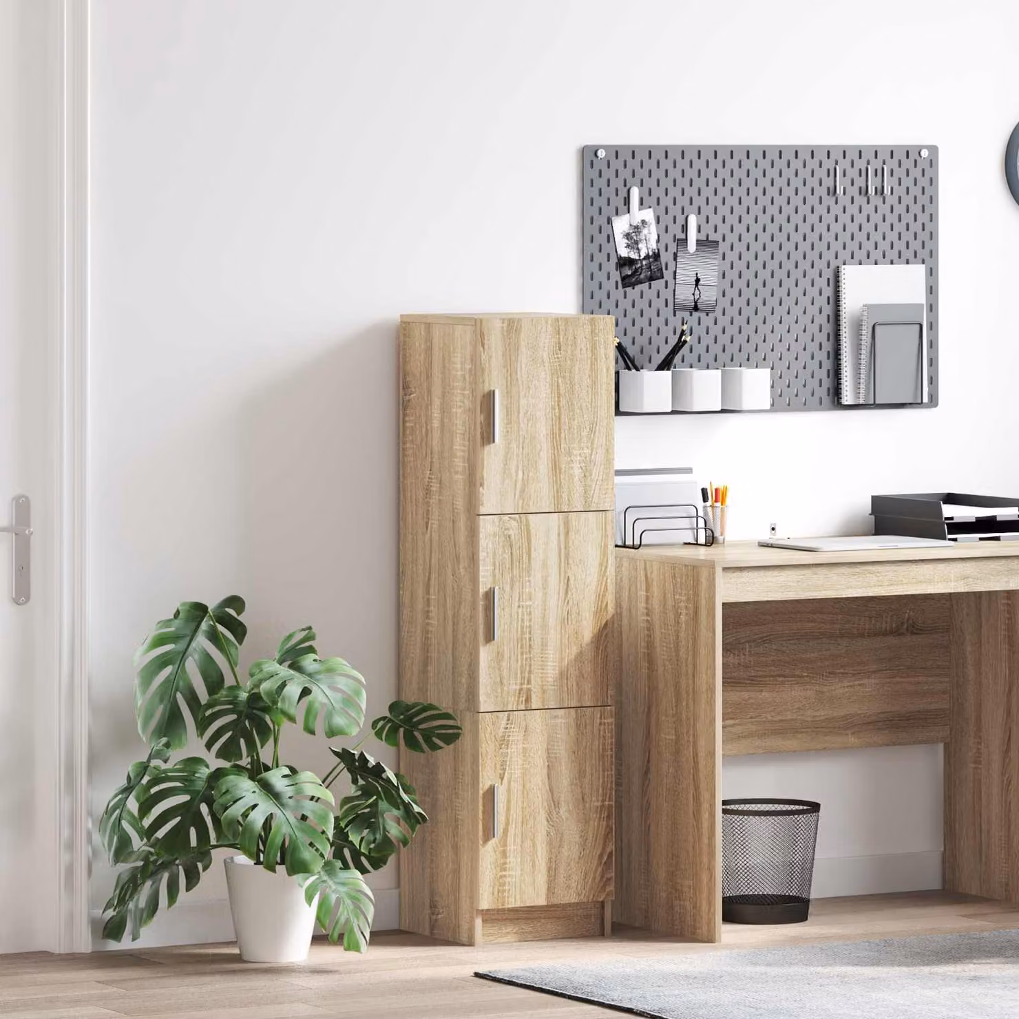 Credenza moderna vidaXL in rovere color marrone con ante a battente L/P/H: 122.5 x 32 x 31.5 cm