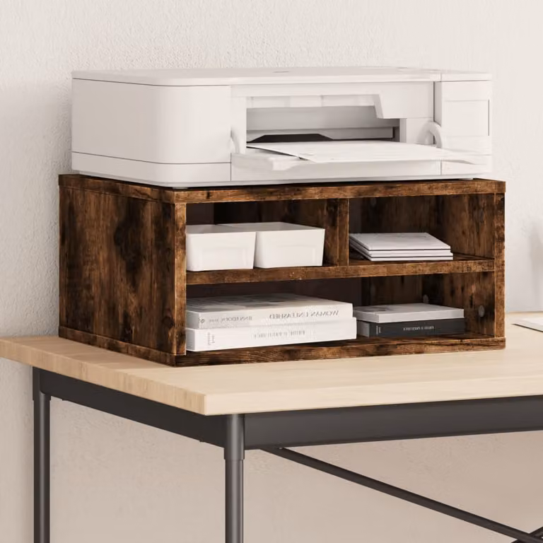 Supporto Stampante vidaXL in Legno Multistrato Rovere Fumo, L 49 cm x P 40 cm x H 22,5 cm