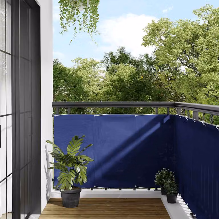 vidaXL Copertura per Balcone Blu in Poliestere Oxford con Supporto in Alluminio L: 800 cm, H: 90 cm