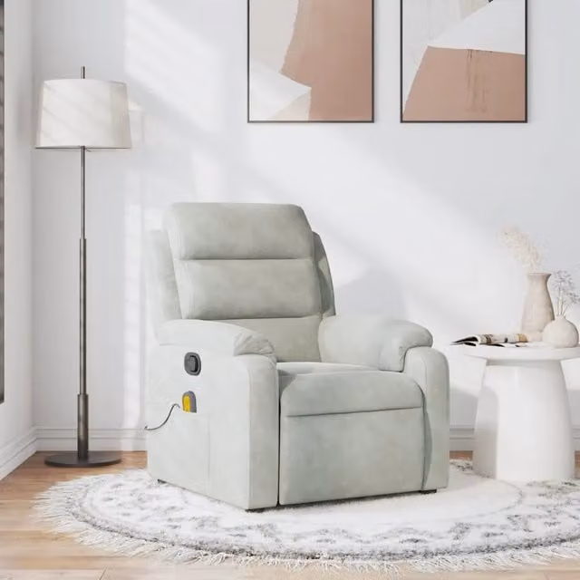 Poltrona Relax Reclinabile vidaXL in Velluto Grigio con Braccioli e Imbottitura in Schiuma – 1
