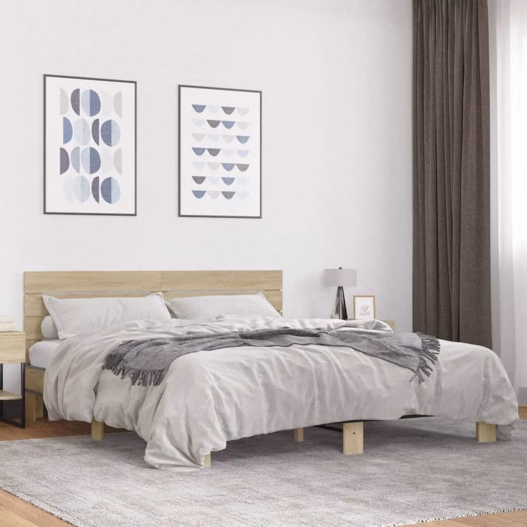 Giroletto vidaXL in Rovere Sonoma, Legno Multistrato e Metallo, 200x200 cm