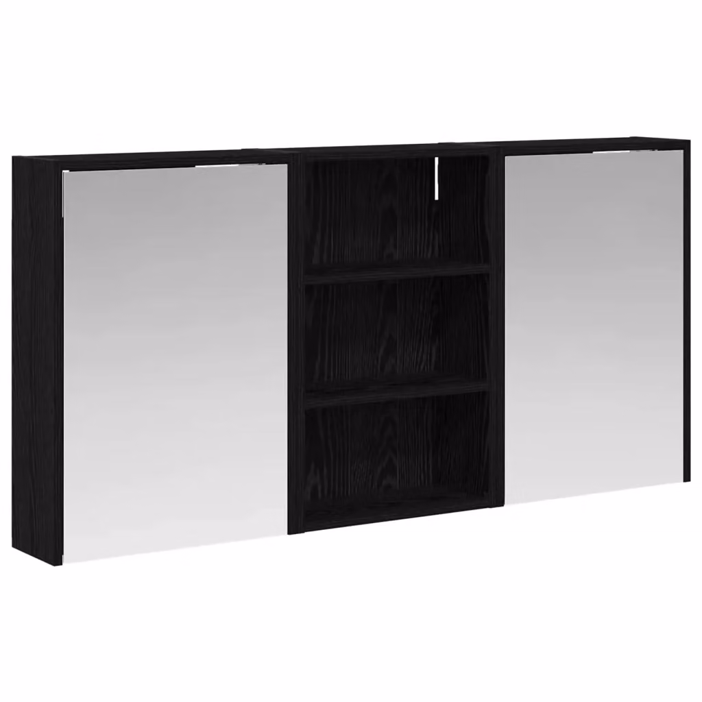 Set di 3 armadi da bagno vidaXL neri con specchio e illuminazione LED, L/P/H: 126 x 16 x 62.5 cm – 2